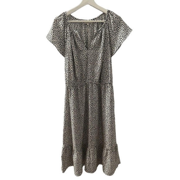 LOFT Outlet Women's Leopard Print Flutter Sleeve Dress Size 10 - Picture 1 of 8